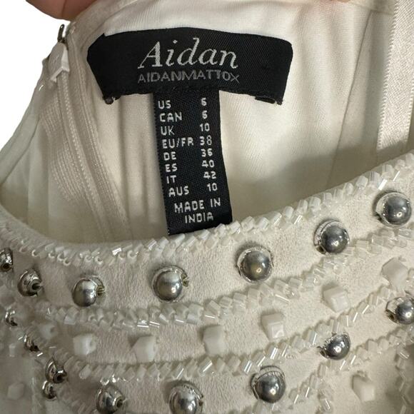 Aidan Mattox White Strapless Studded Mini Dress - Picture 2 of 8